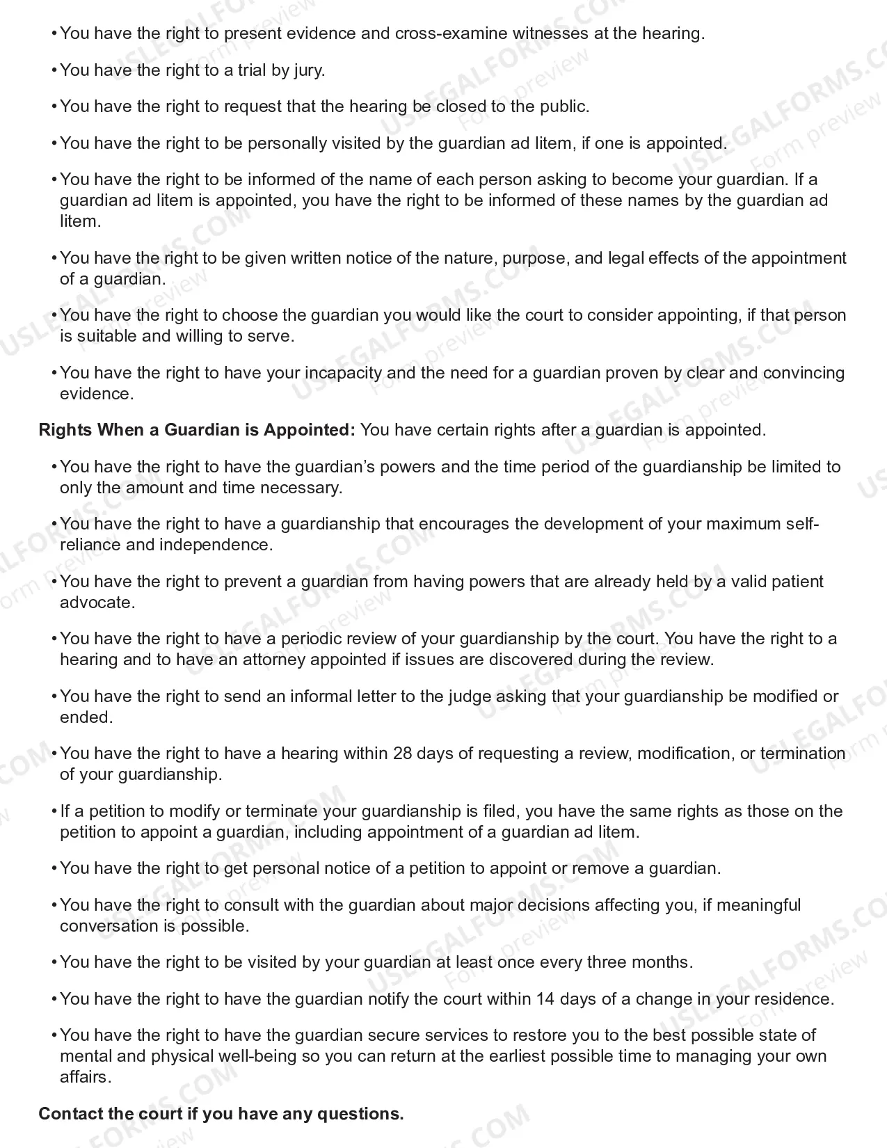 Preview Notice of Rights to Alleged Incapacitated Individual
