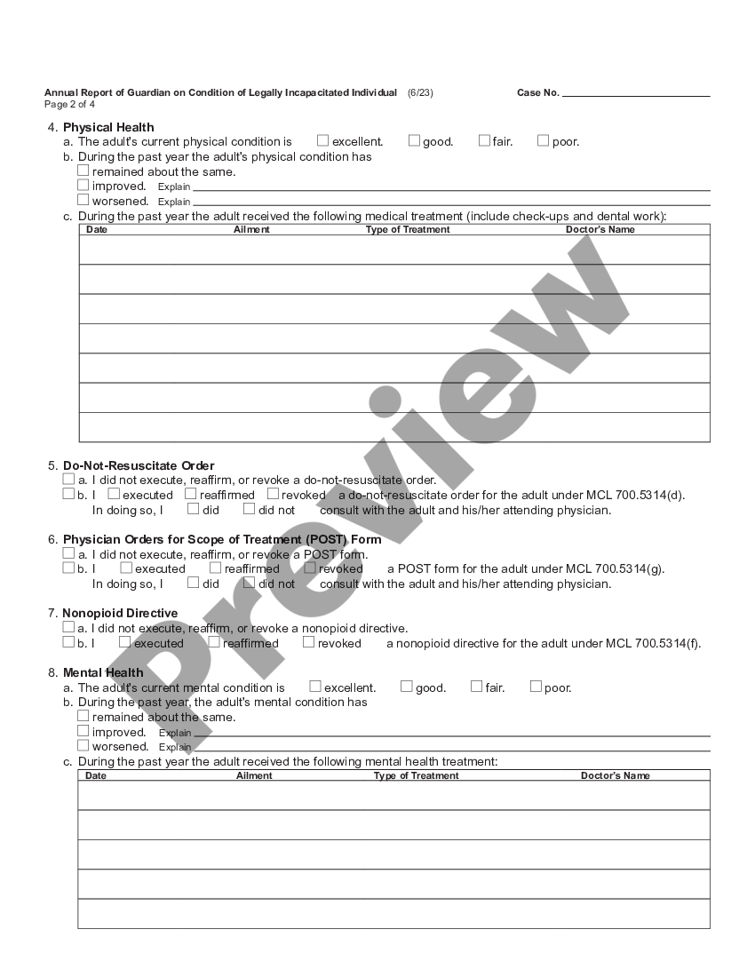 Grand Rapids Michigan Annual Report of Guardian on Condition of Legally