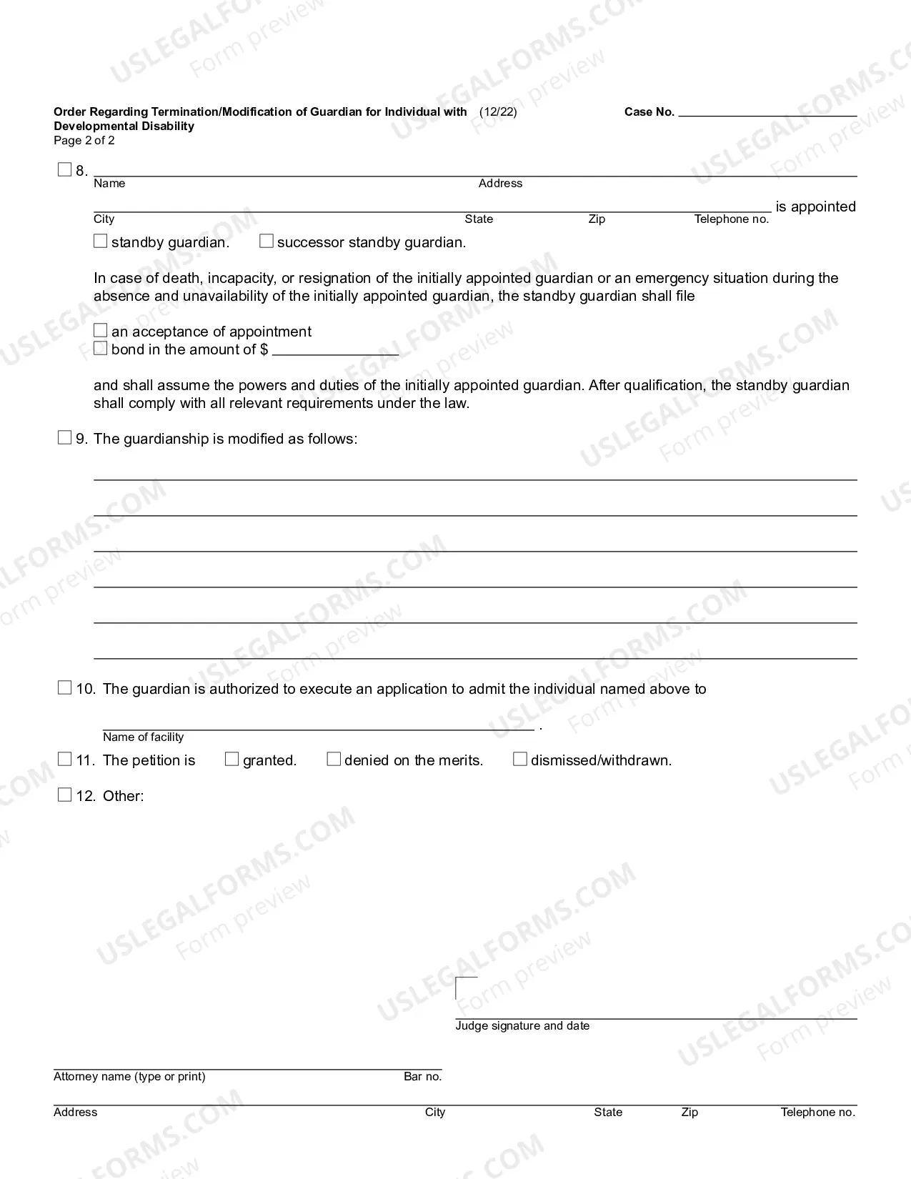 Preview Order Regarding Termination / Modification of Guardian for Indi