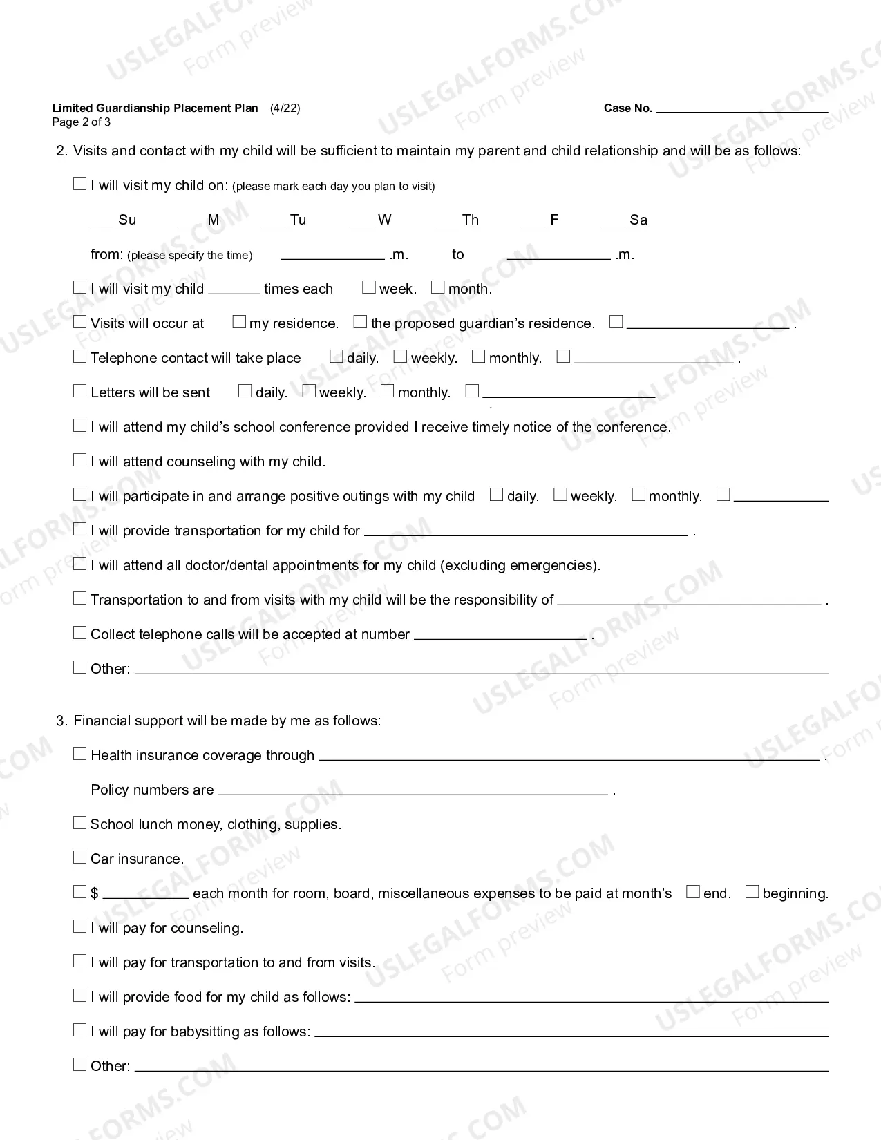 Preview Limited Guardianship Placement Plan