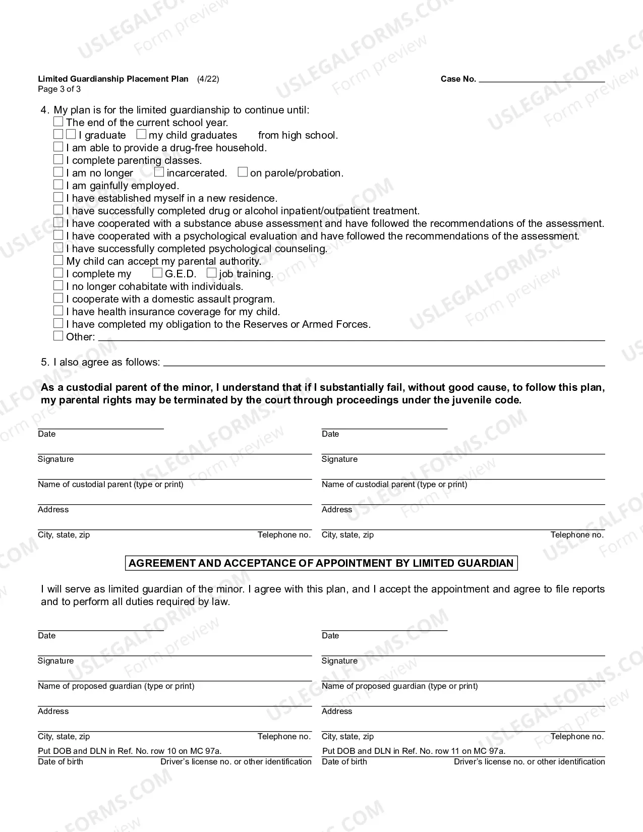 Preview Limited Guardianship Placement Plan