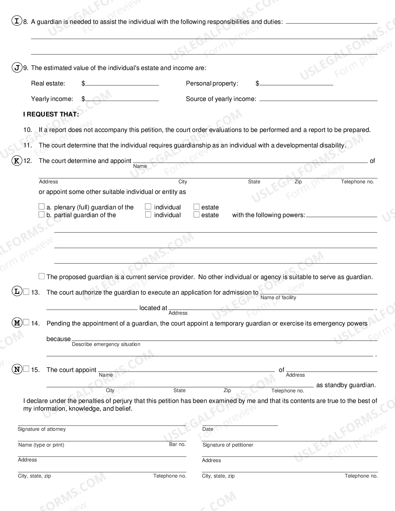 Preview Petition For Appointment of Guardian Individual With Alleged Developmental Disability