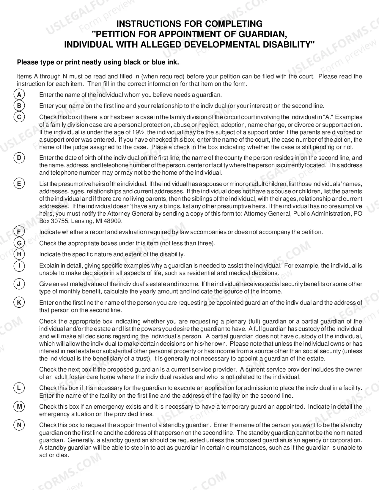 Preview Petition For Appointment of Guardian Individual With Alleged Developmental Disability
