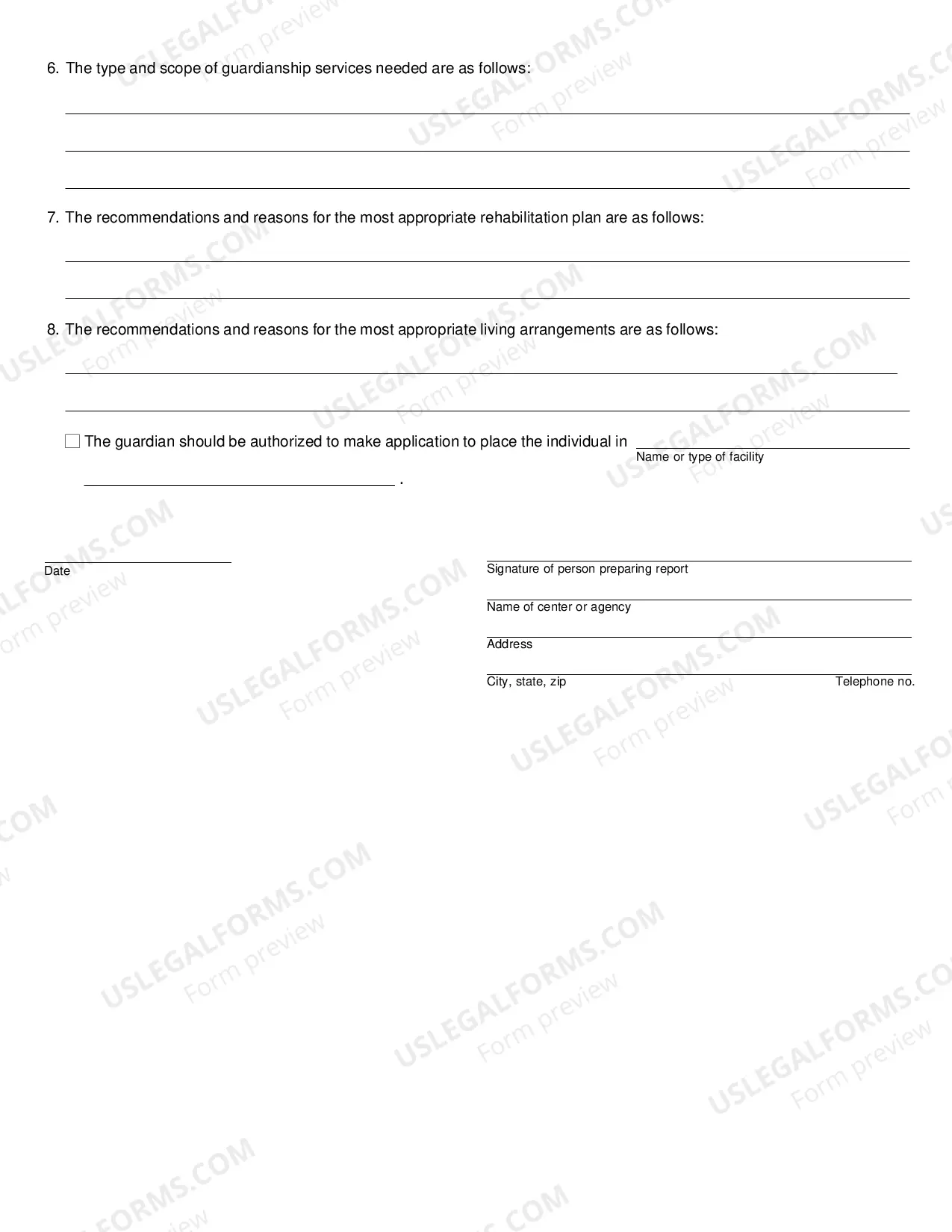 Preview Report To Accompany Petition To Appoint Modify Or Discharge Guardian of Individual With Developmental Disability