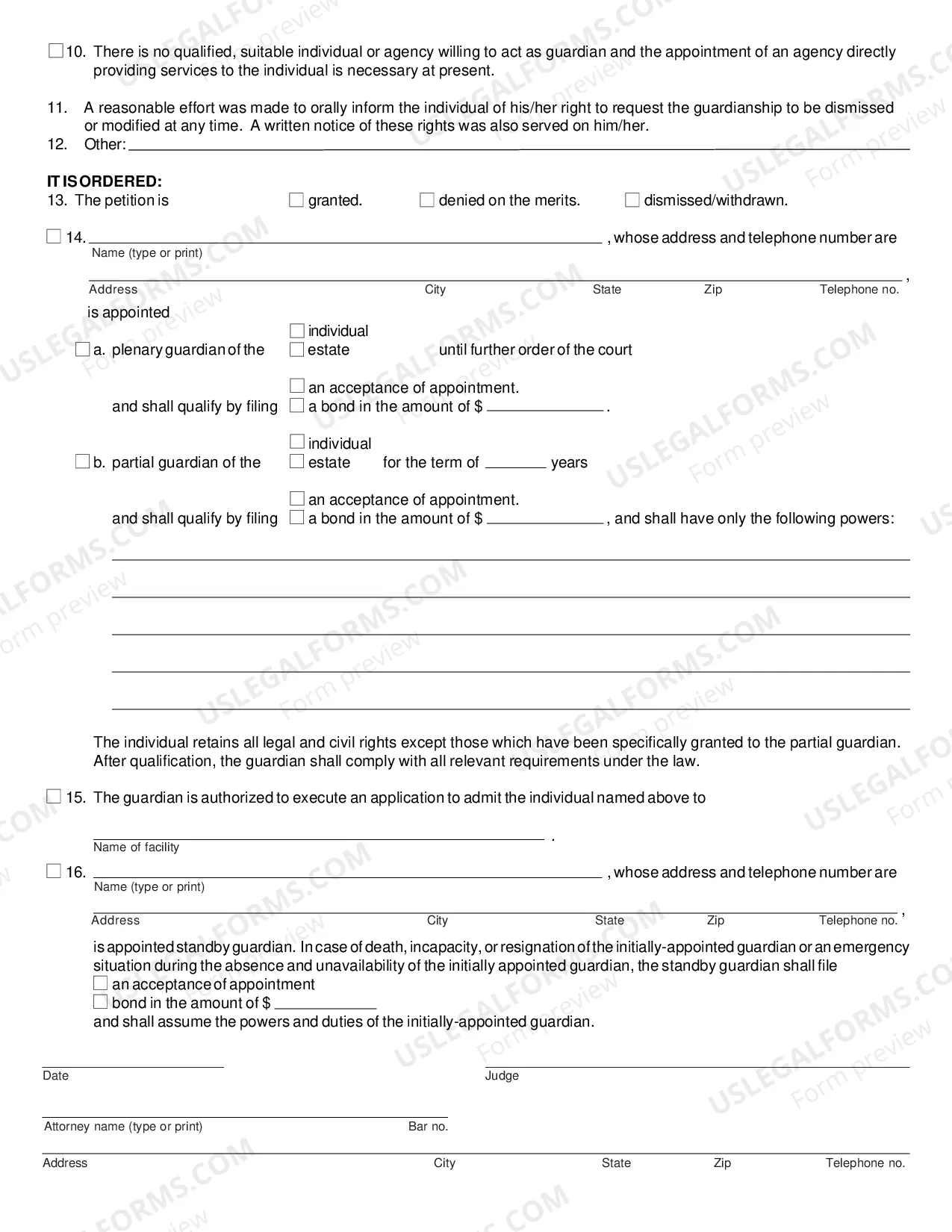 Preview Order Appointing Guardian For Individual With Developmental Disability