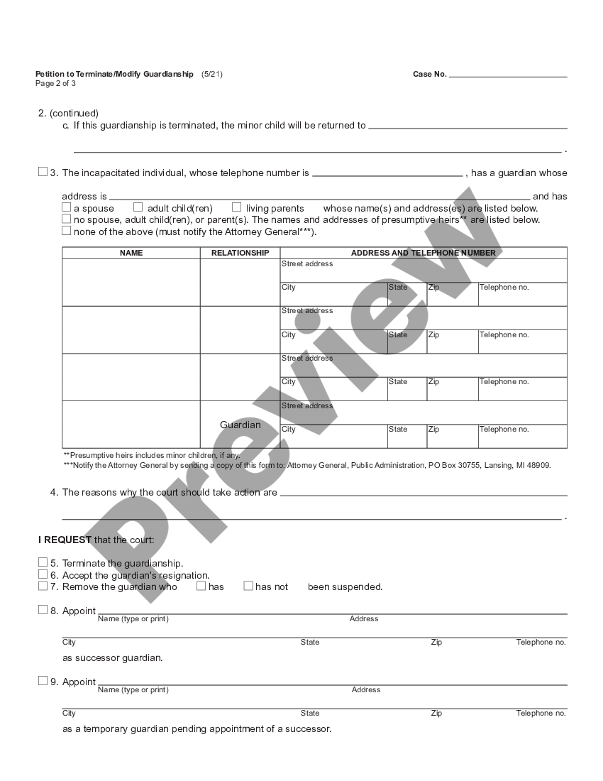 Oakland Michigan Petition To Terminate Or Modify Guardianship Pc 675 