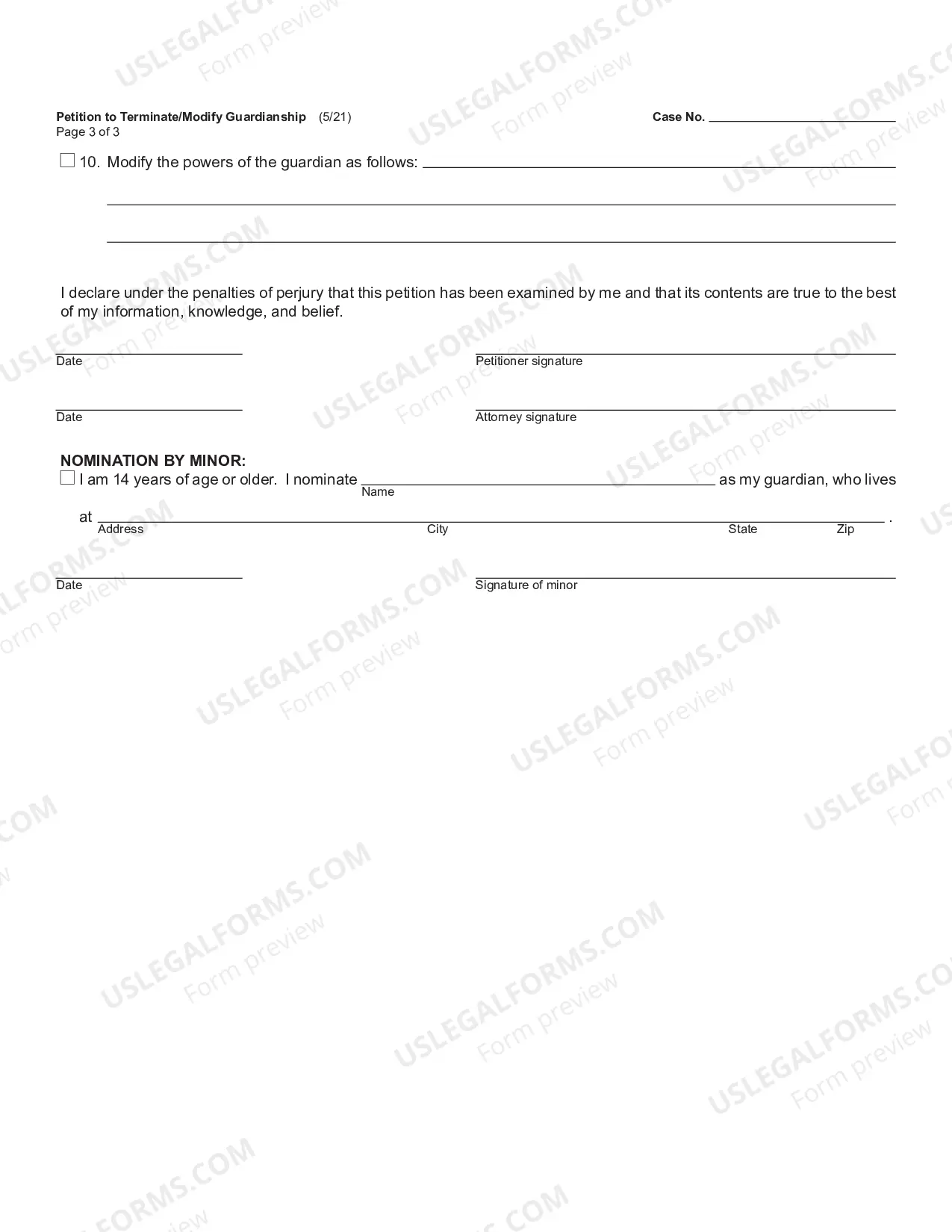 Preview Petition To Terminate Modify Guardianship Legally Incapacitated Individual Minor