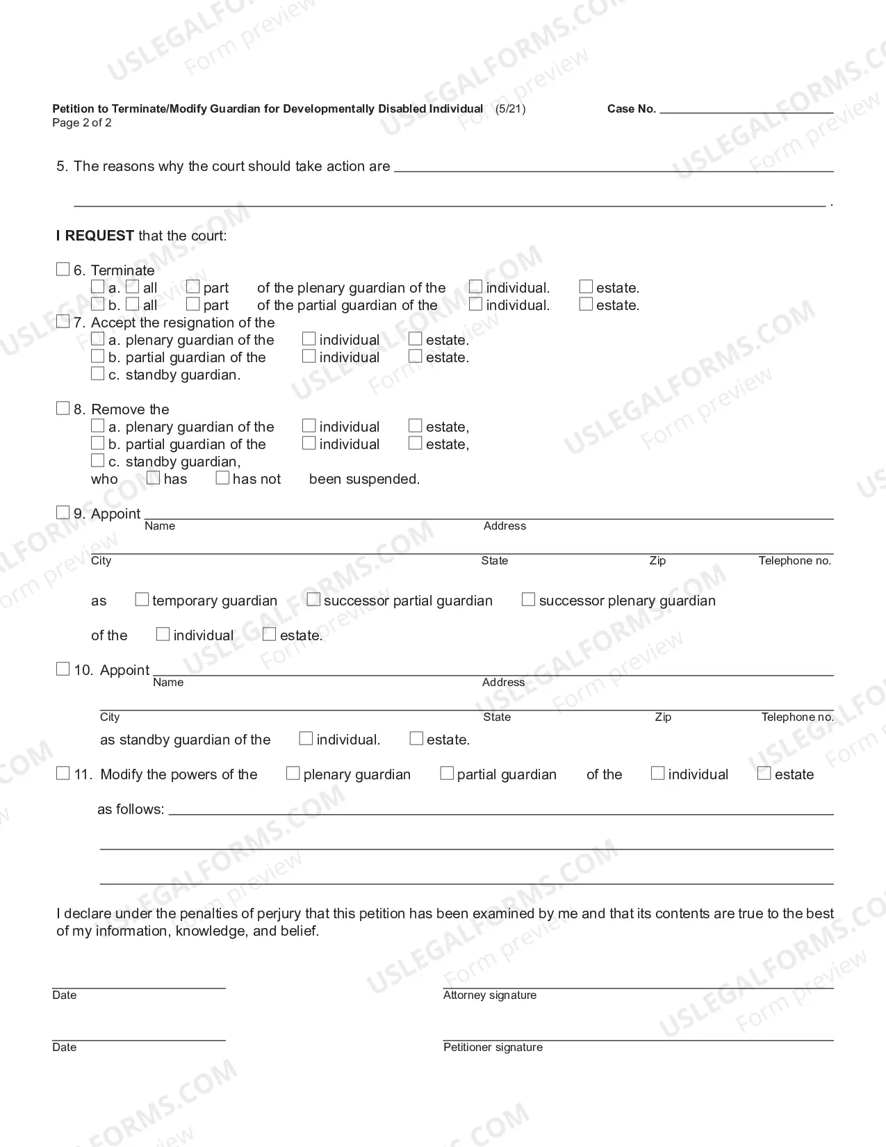 Preview Petition to Terminate or Modify Guardian for Developmentally Di