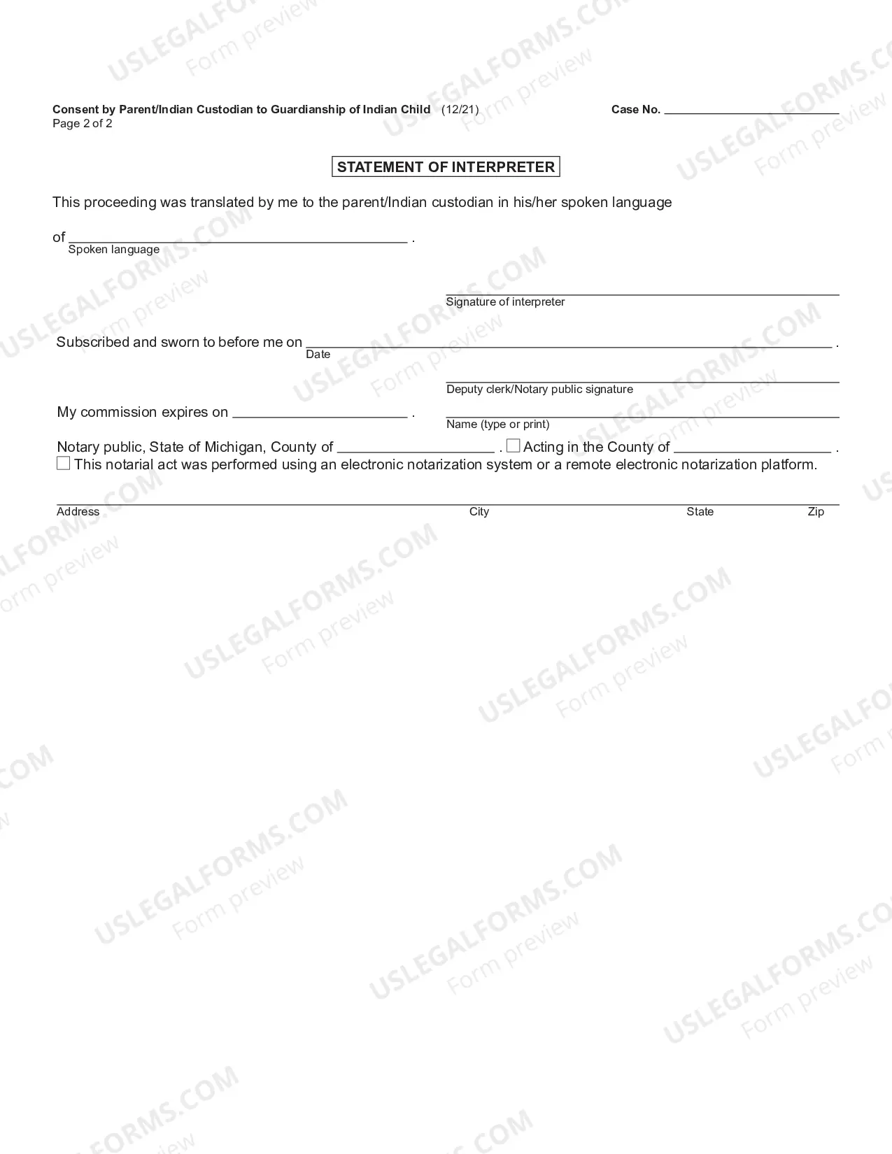 Preview Consent by Parent/Indian Custodian to Guardianship of Indian Child