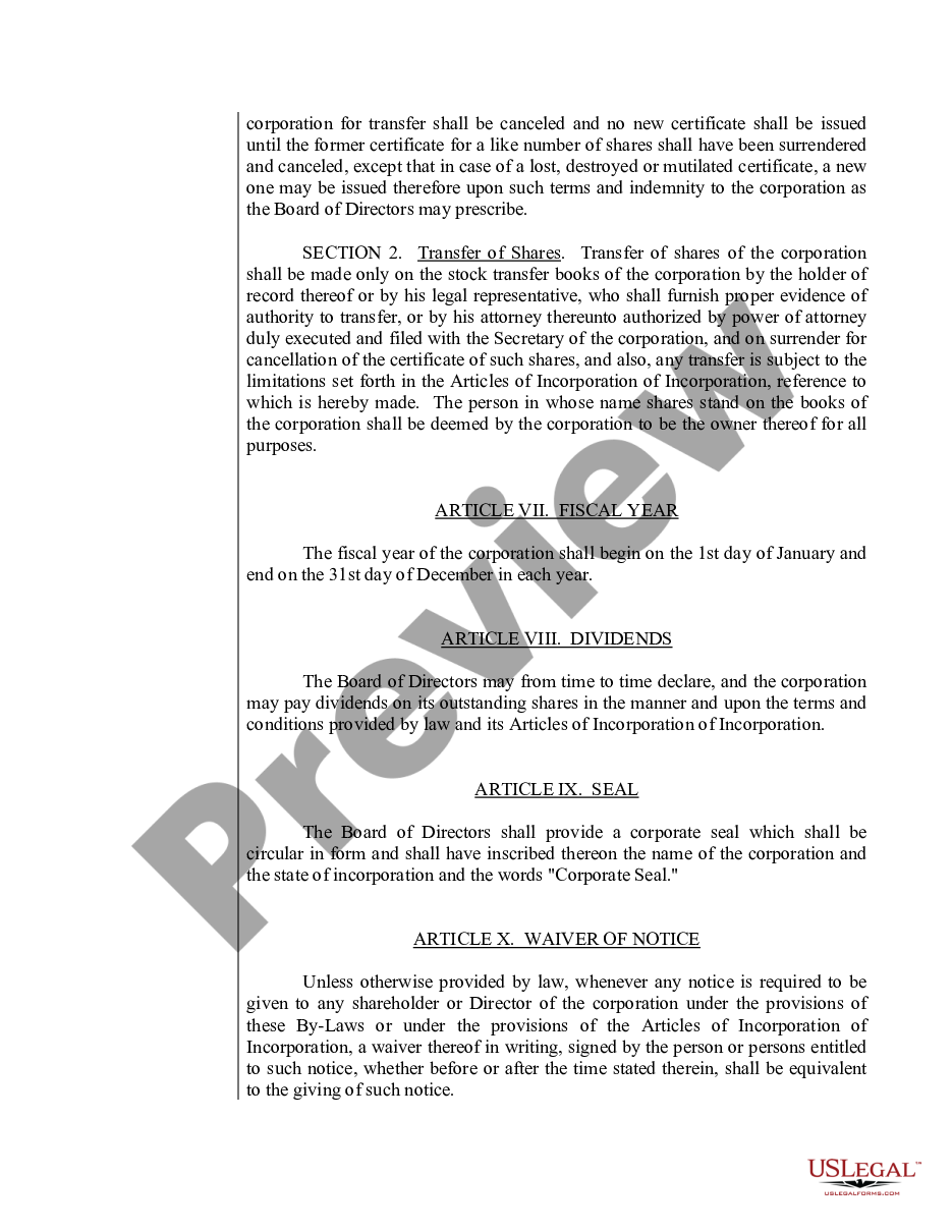 page 9 Sample Bylaws for a Michigan Professional Corporation preview