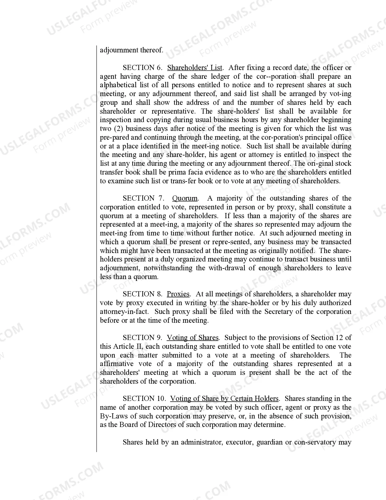 Preview Sample Bylaws for a Michigan Professional Corporation