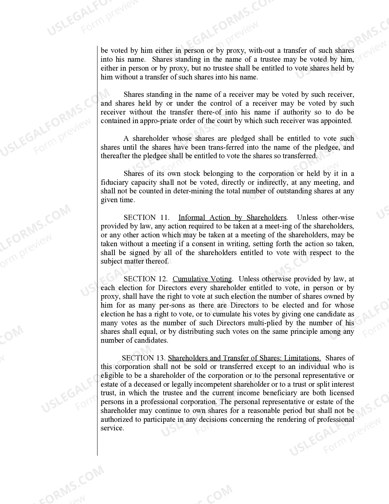 Preview Sample Bylaws for a Michigan Professional Corporation