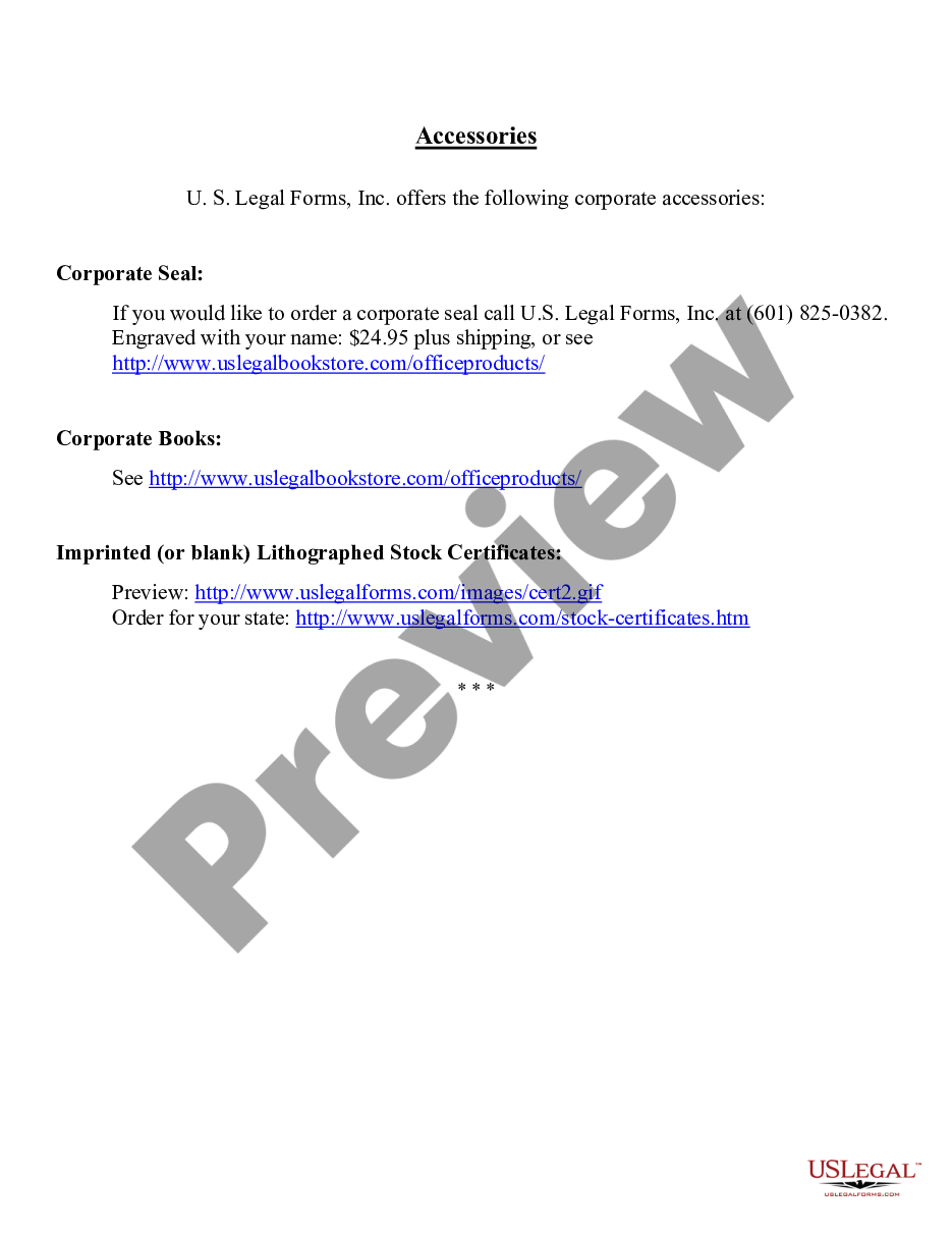 page 1 Sample Corporate Records for a Michigan Professional Corporation preview