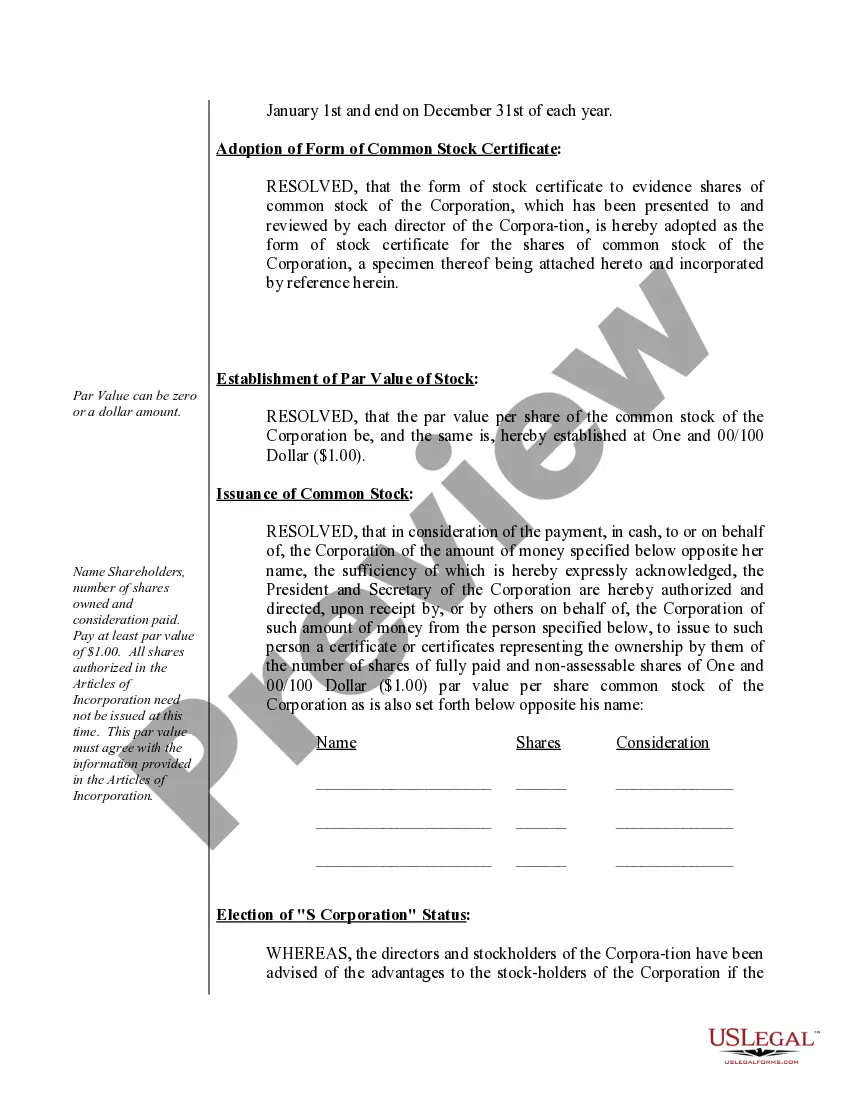 Preview Organizational Minutes for a Michigan Professional Corporation