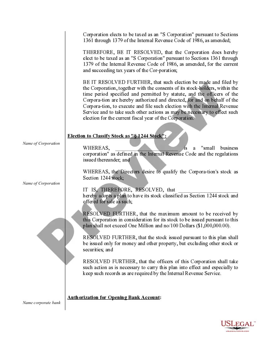 Preview Organizational Minutes for a Michigan Professional Corporation