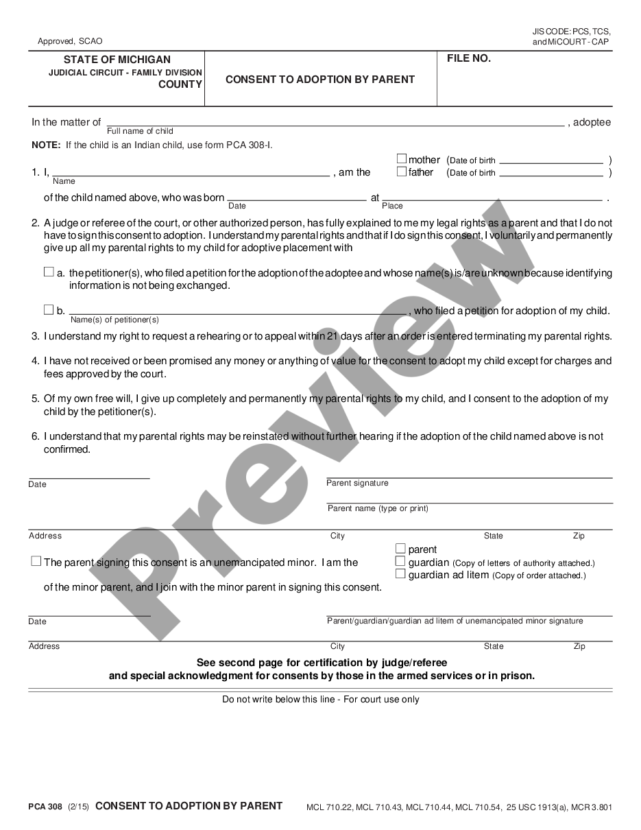 page 0 Consent to Adoption by Parent preview