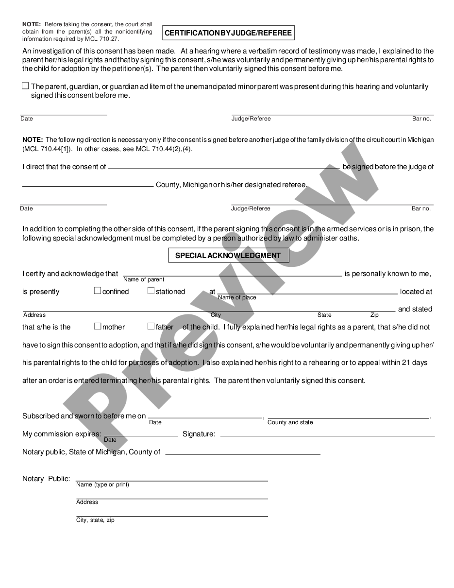 page 1 Consent to Adoption by Parent preview