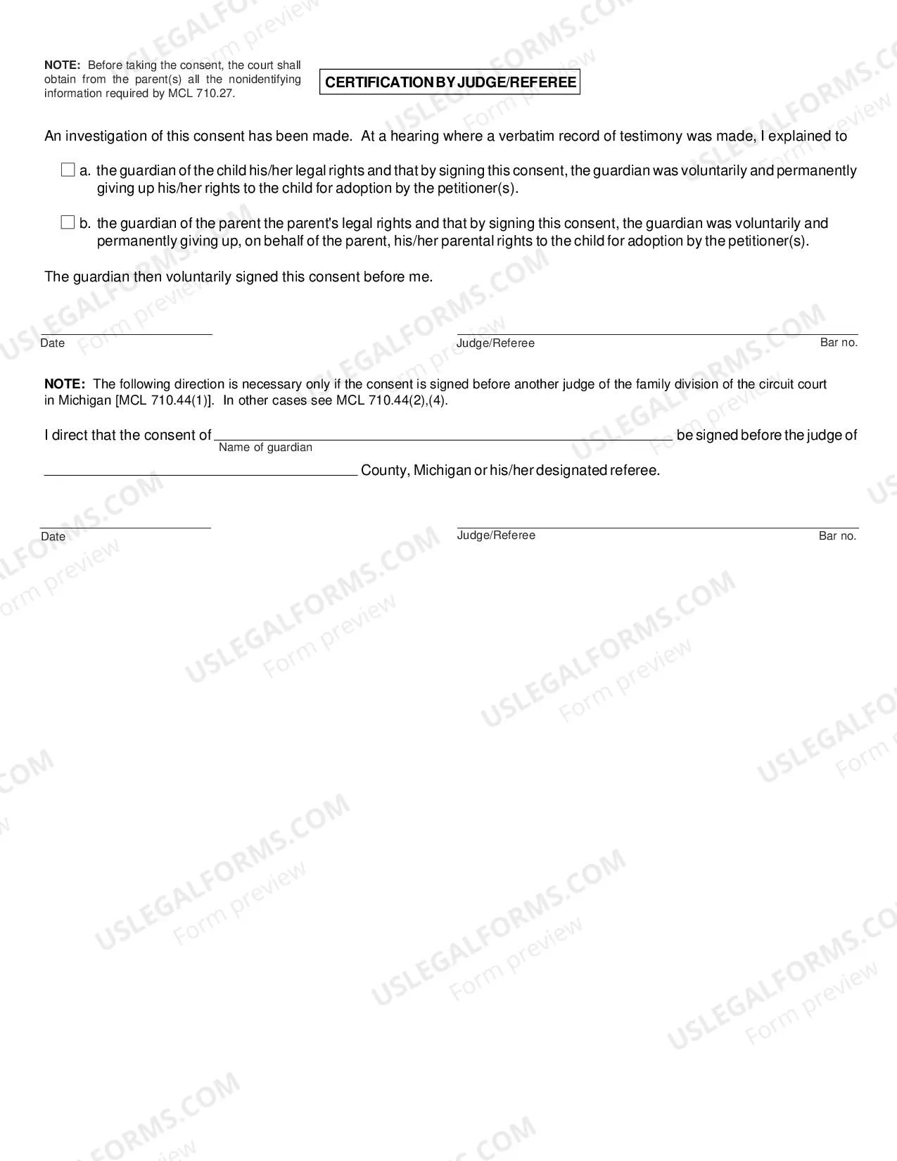 Preview Consent to Adoption by Guardian