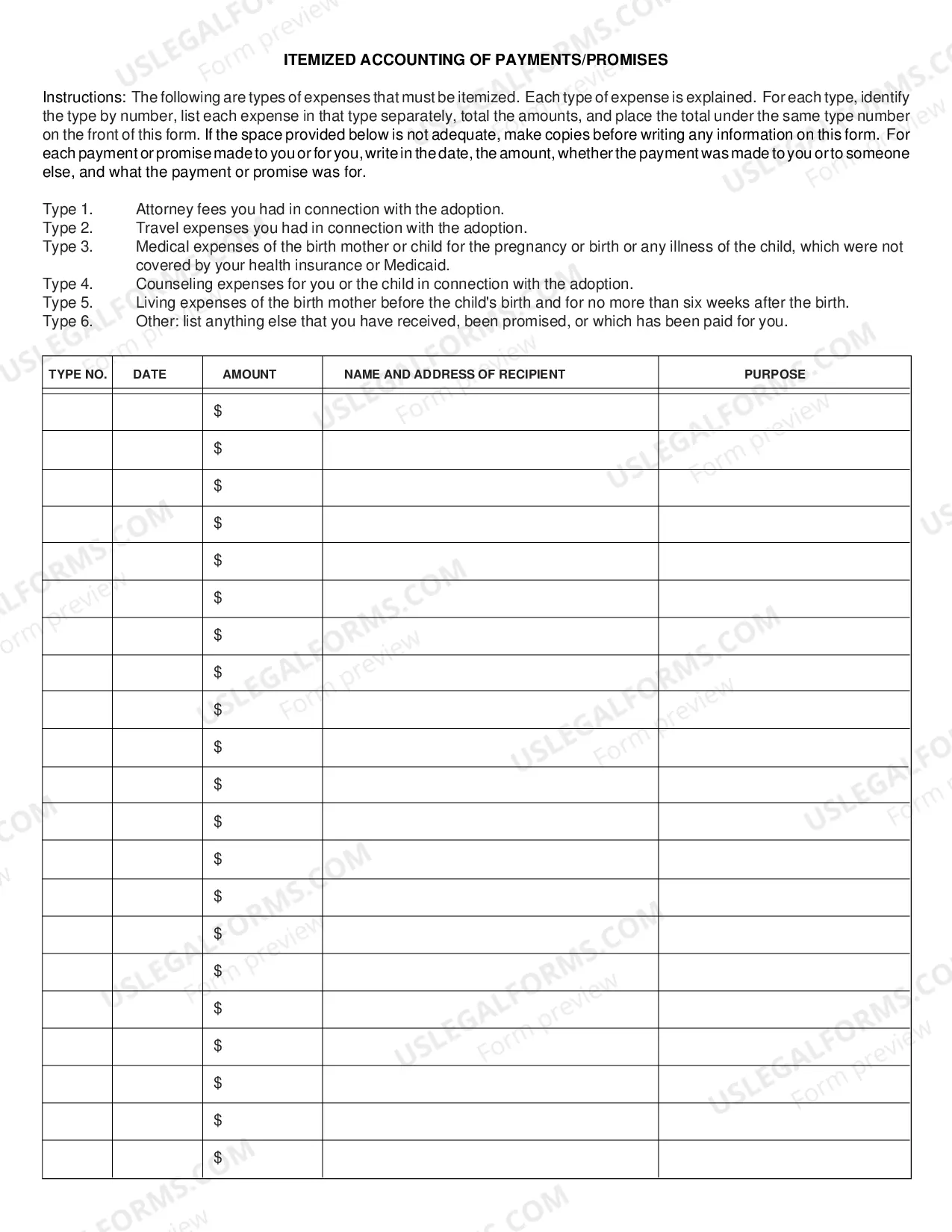 Preview Parent's or Guardian's Verified Accounting for Adoption Release or Direct Placement Consent