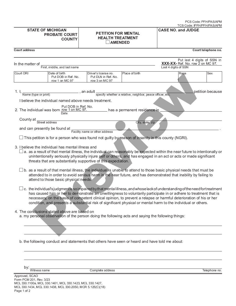 page 0 Petition - Application for Hospitalization preview