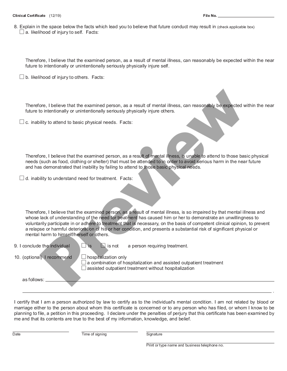 Wayne Michigan Clinical Certificate US Legal Forms