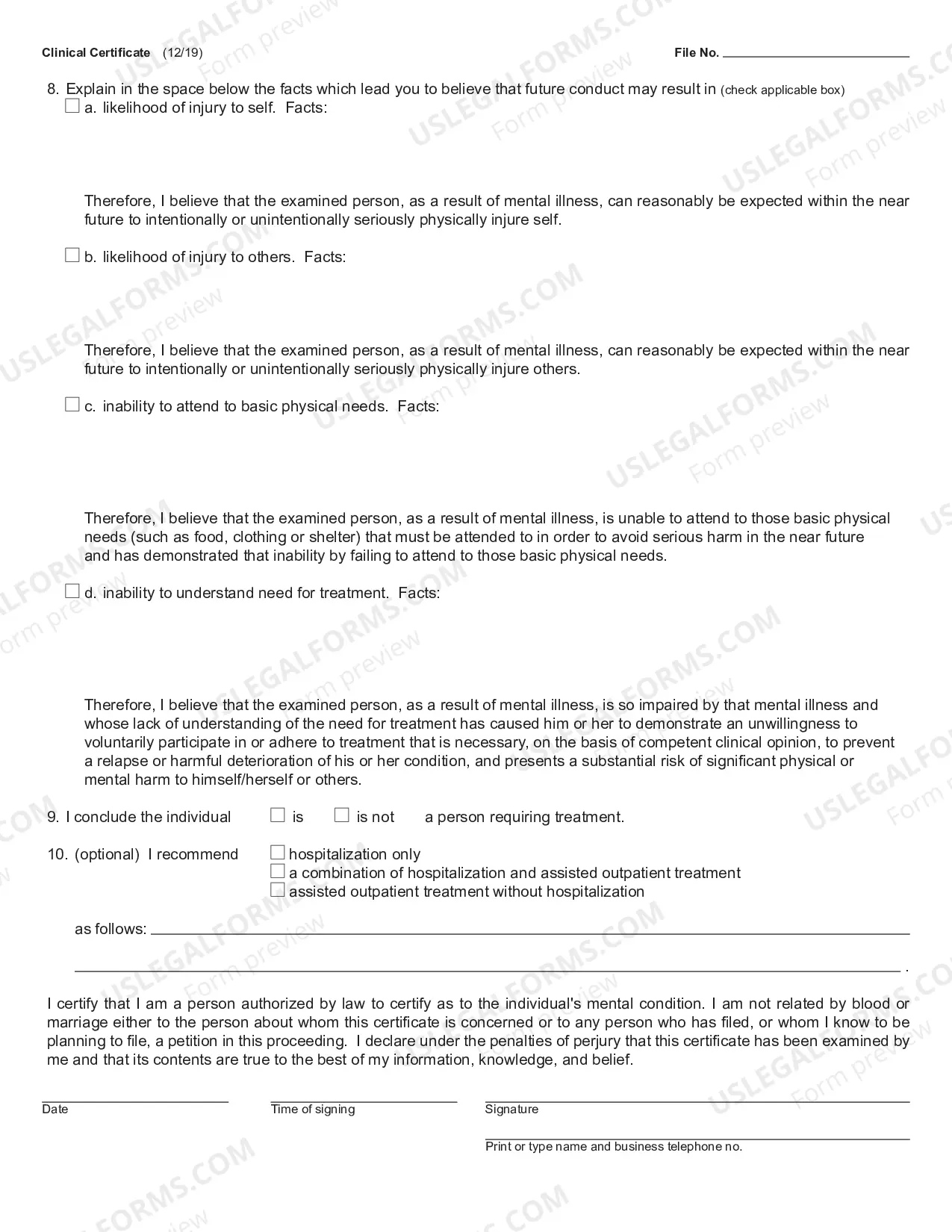 Preview Clinical Certificate