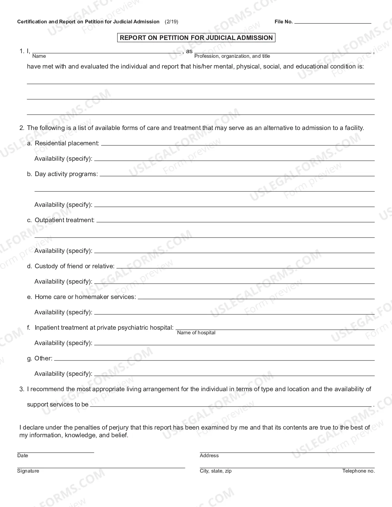 Preview Certification and Report on Petition for Judicial Admission