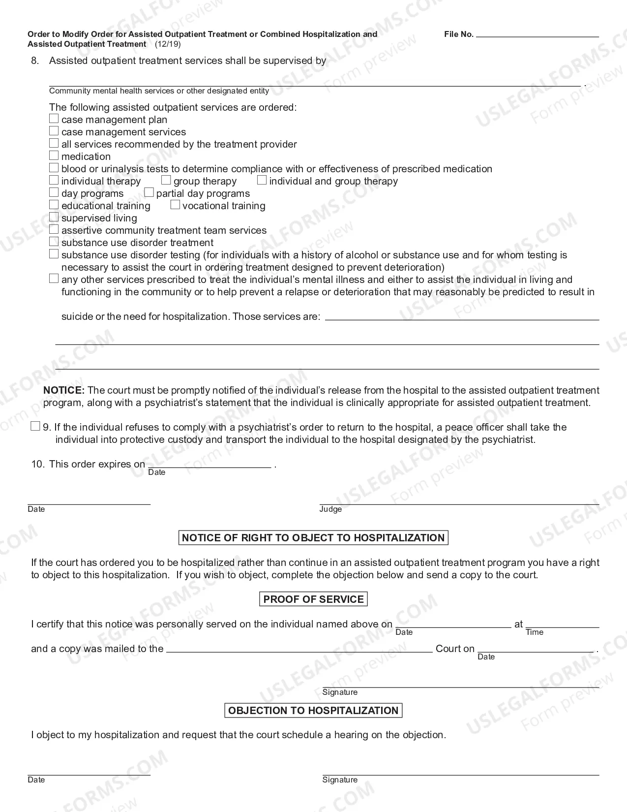 Preview Order to Modify Second or Continuing Order