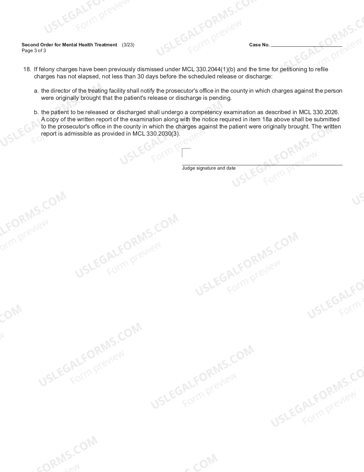 Preview Petition For Second Or Continuing Treatment Order TCS CODE: SORD/CORD