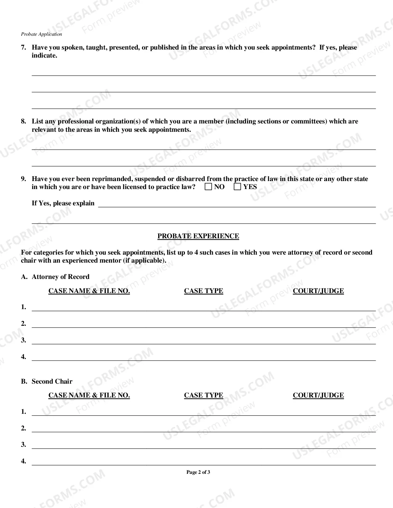 Preview Application To Serve As Court-Appointed Counsel For Indigents