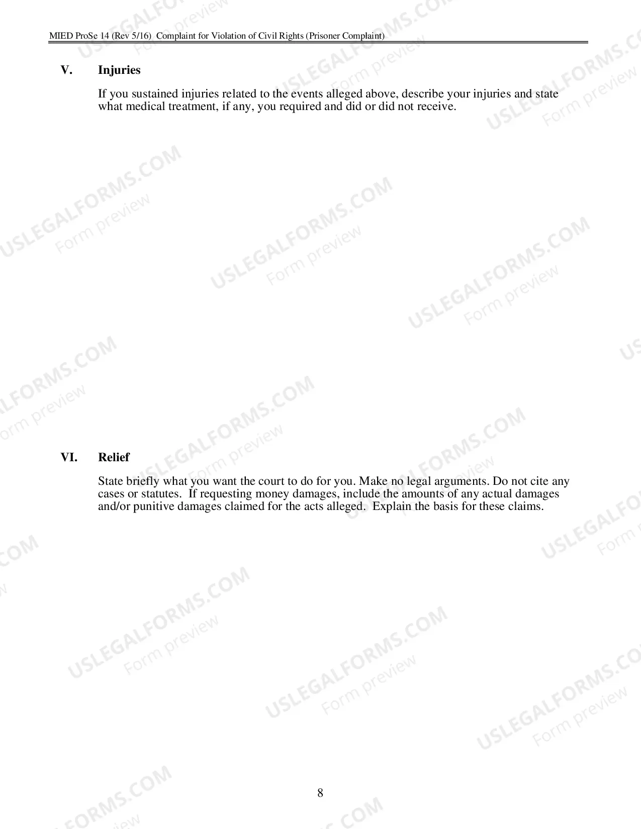Preview Complaint for Prisoner Civil Rights under 42 U.S.C. 1983