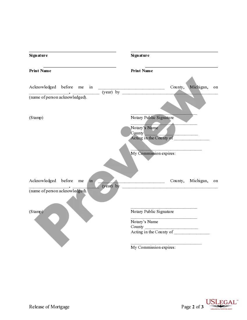 Preview Satisfaction, Release or Cancellation of Mortgage by Individual