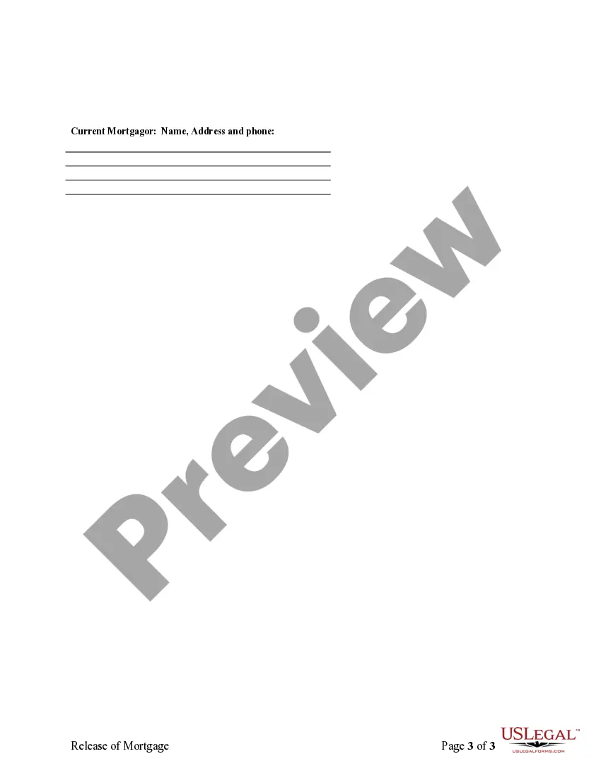 Preview Satisfaction, Release or Cancellation of Mortgage by Individual