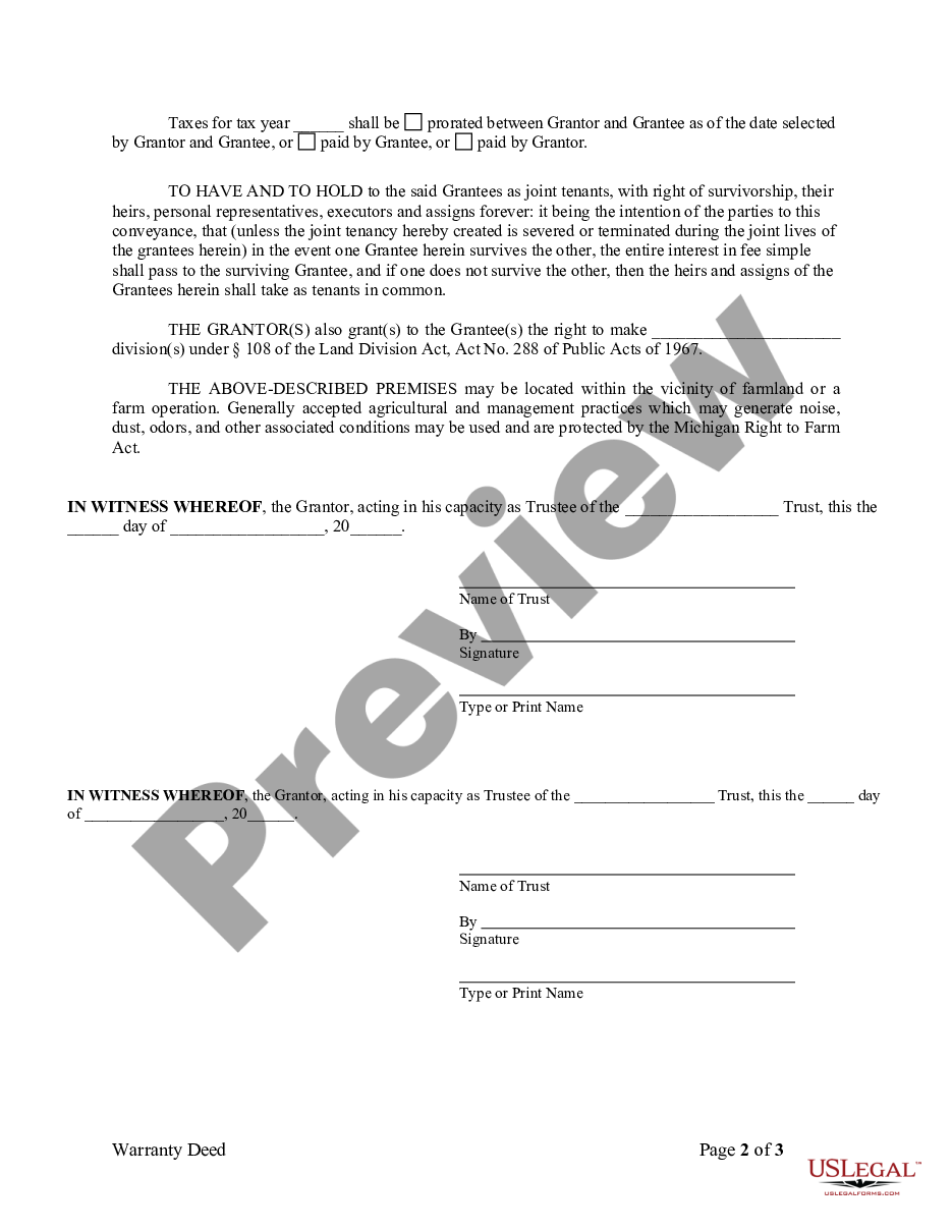page 8 Warranty Deed from two Trustees to Husband and Wife as Joint Tenants with the Right of Survivorship preview