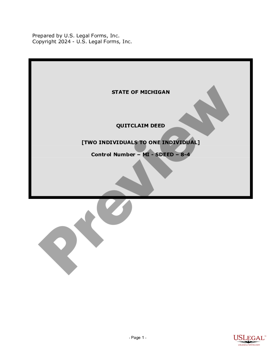 page 0 Quitclaim Deed from two Individuals to One Individual preview