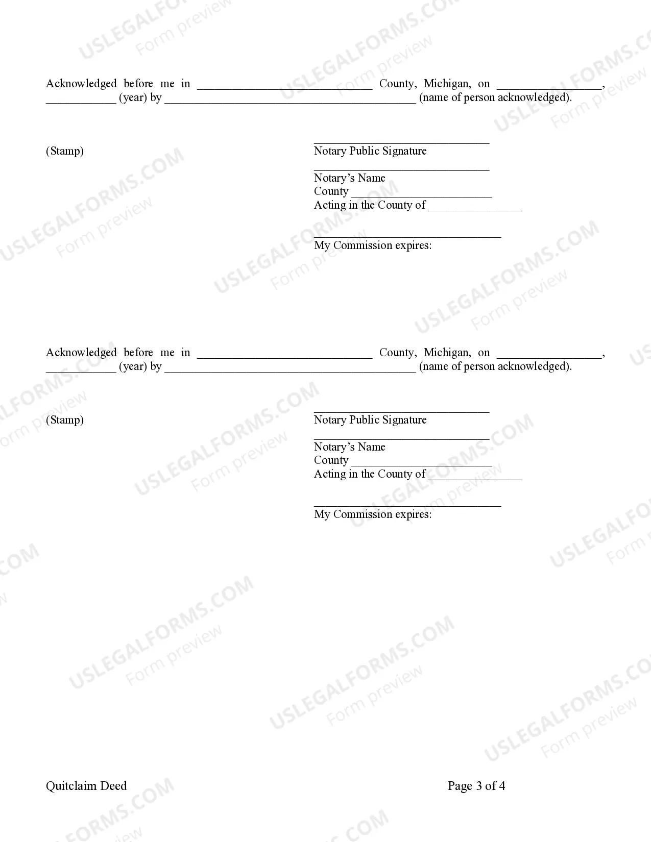Preview Quitclaim Deed for Five Individuals to One Individual