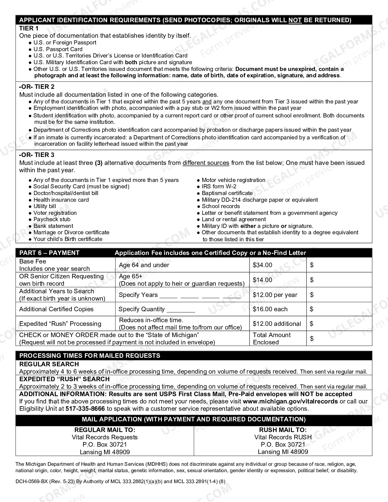 Preview Application For A Certified Birth Record