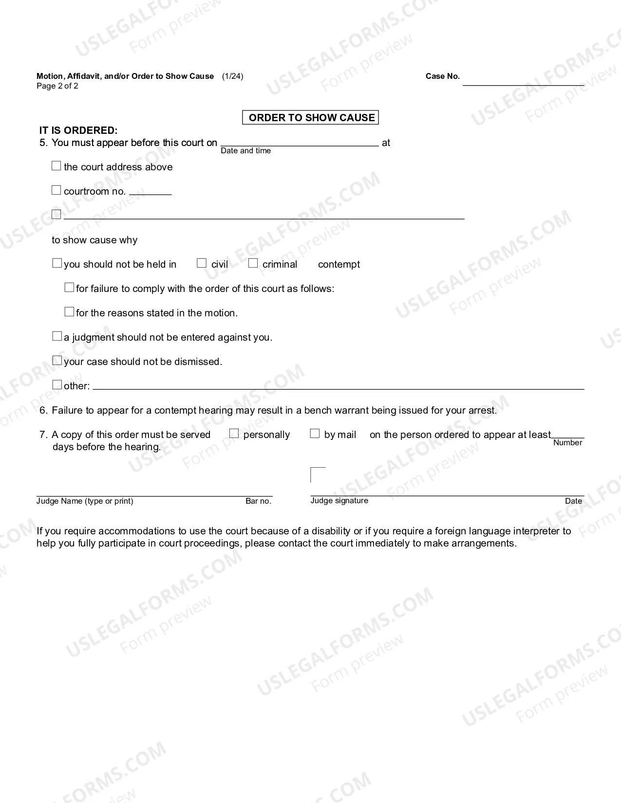 Preview Motion And Order To Show Cause
