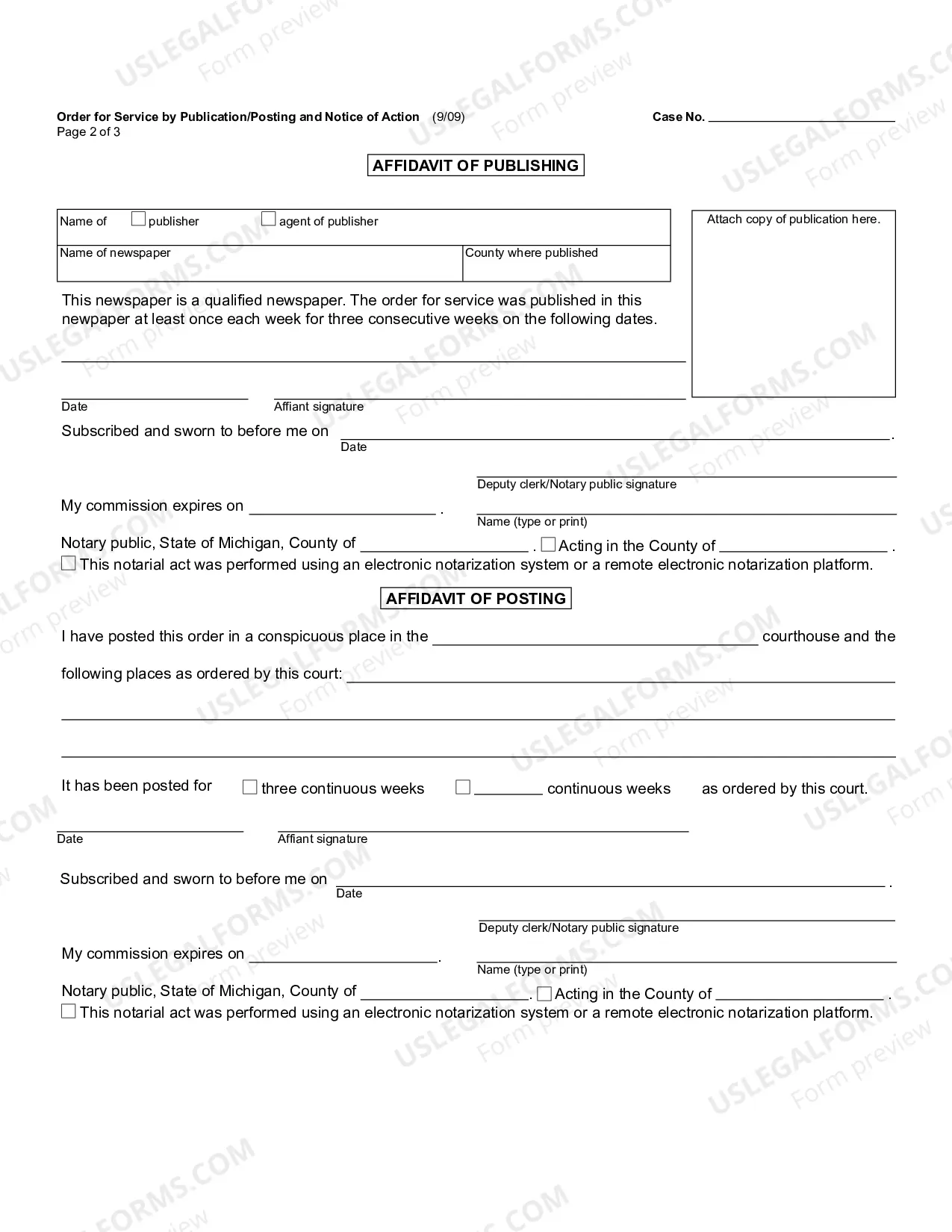 Preview Order For Publication Or Posting And Notice of Action