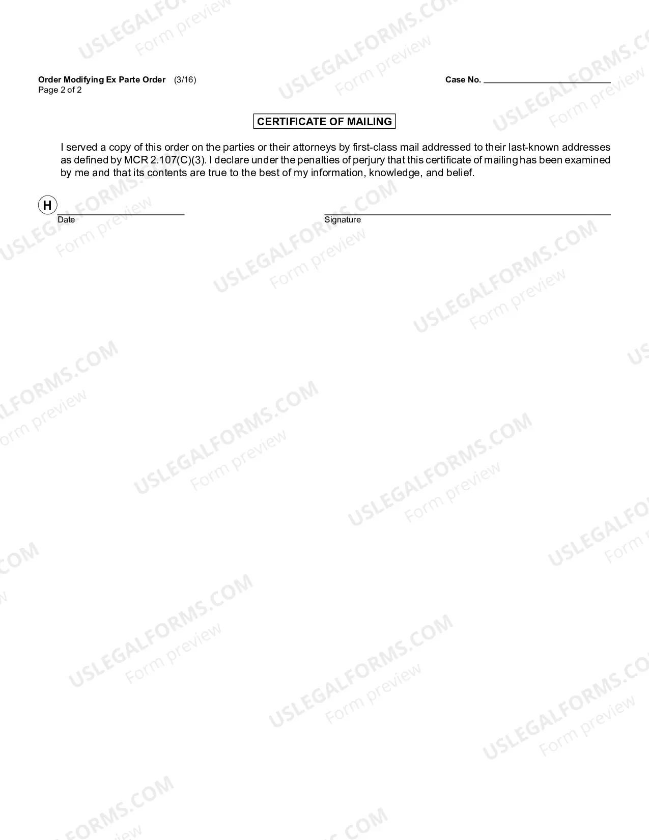 Preview Order Modifying Ex Parte Order