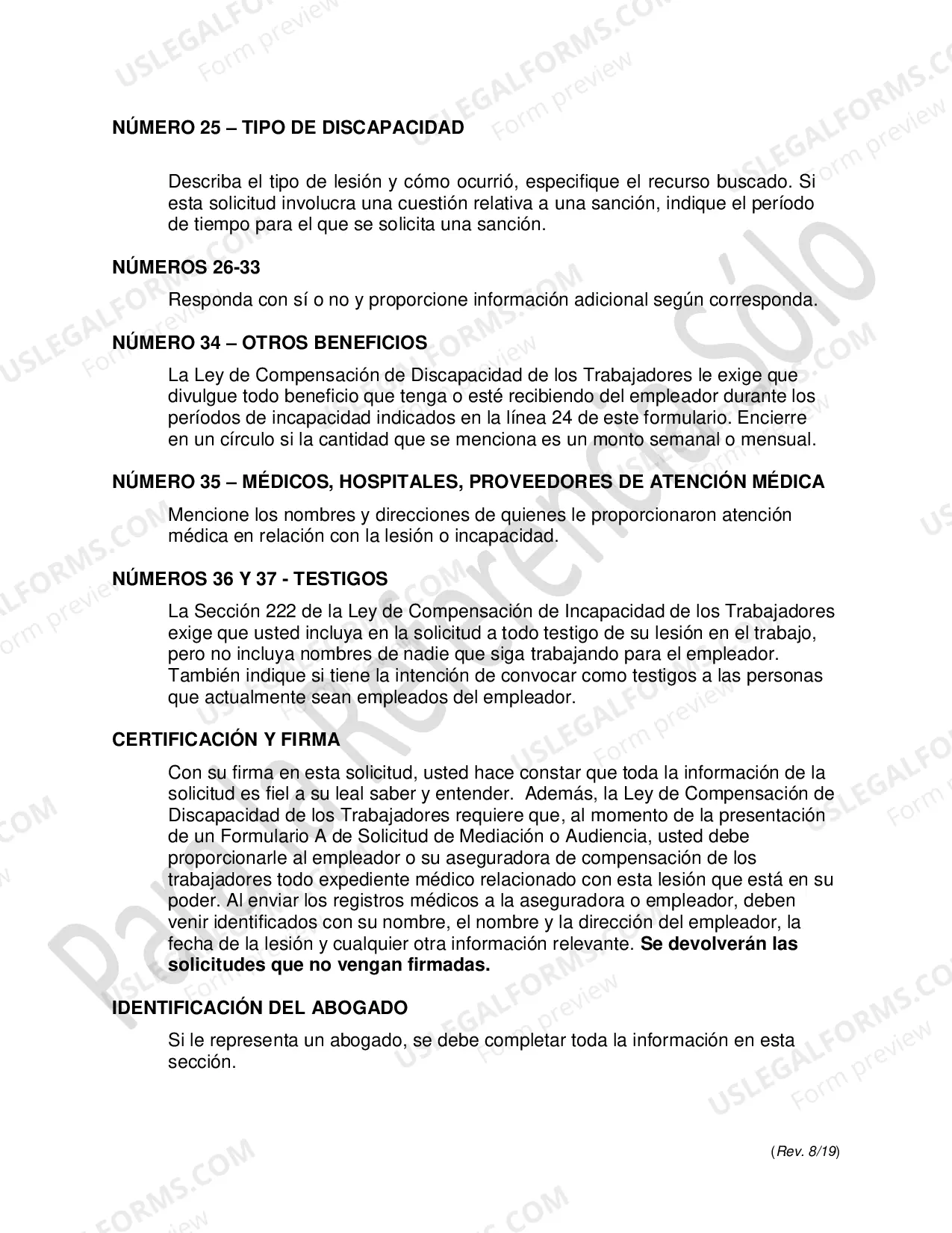 Preview Solicitud Para Mediacion O Audiencia - Formulario A