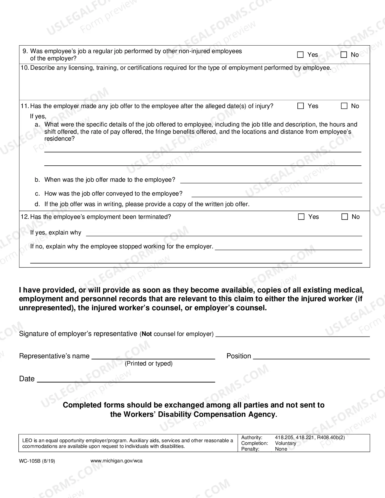 Preview Employer Disclosure Questionnaire (fill-in form)