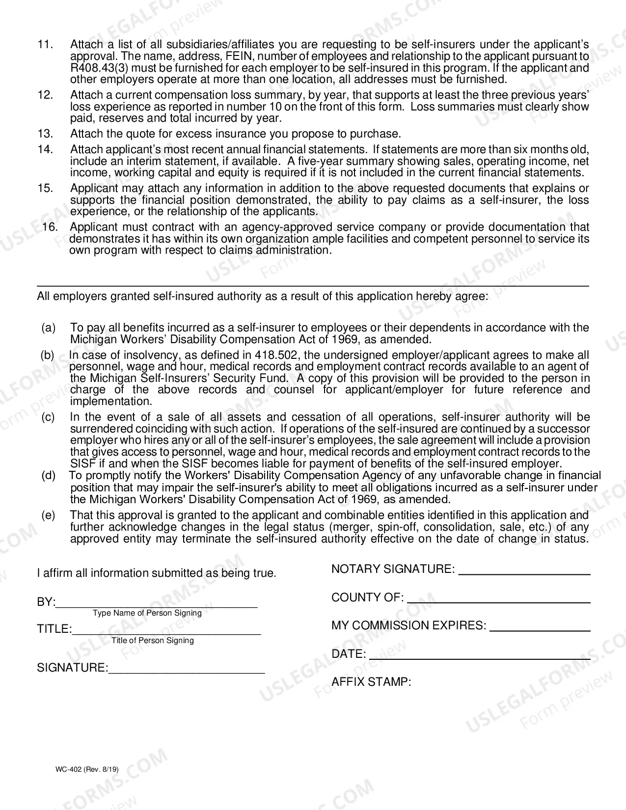 Preview Self-Insurer Application Packet (fill-in form)