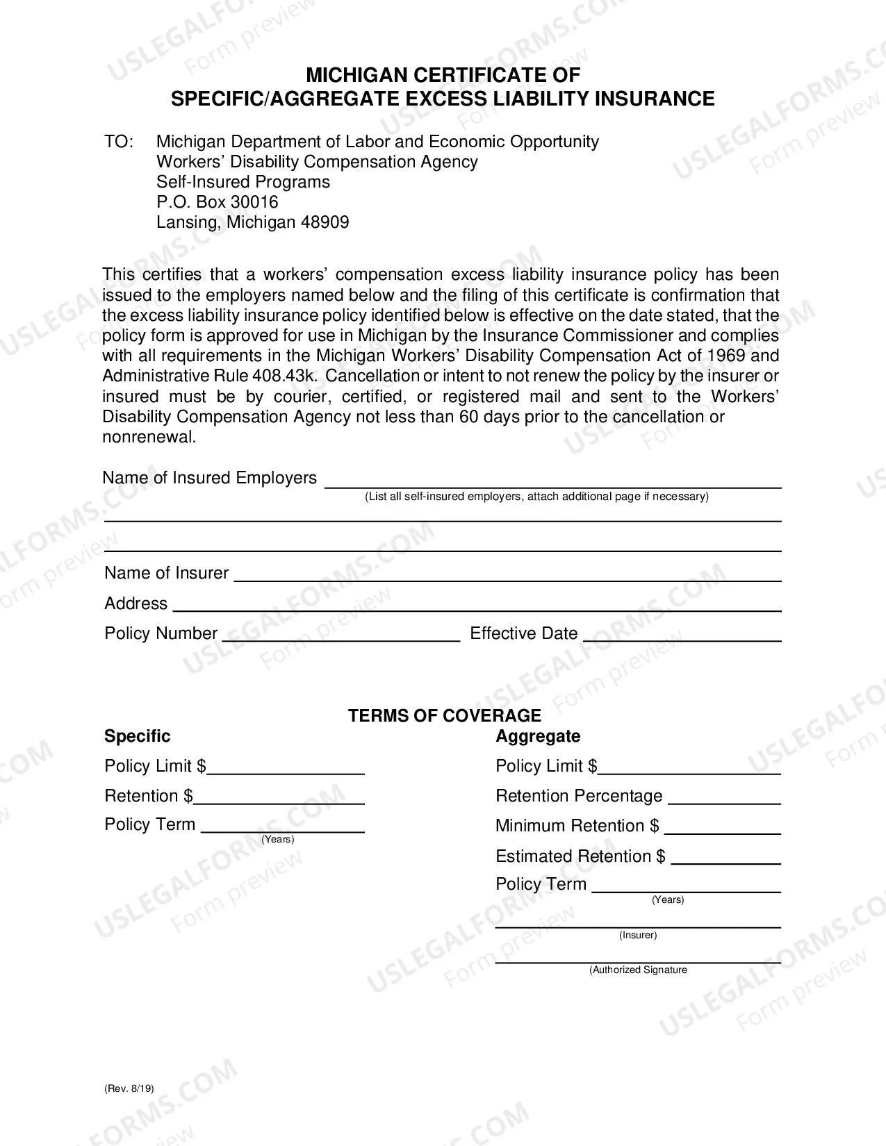 Preview Self-Insurer Application Packet (fill-in form)