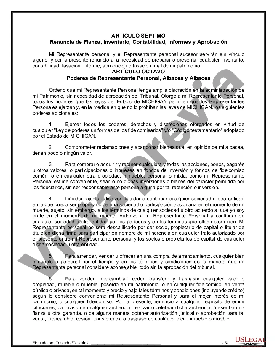 Preview Formulario de última voluntad y testamento legal para persona soltera sin hijos