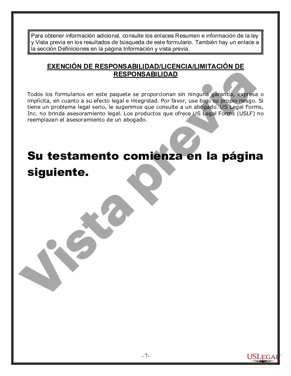 Preview Formulario de última voluntad y testamento legal para persona soltera sin hijos