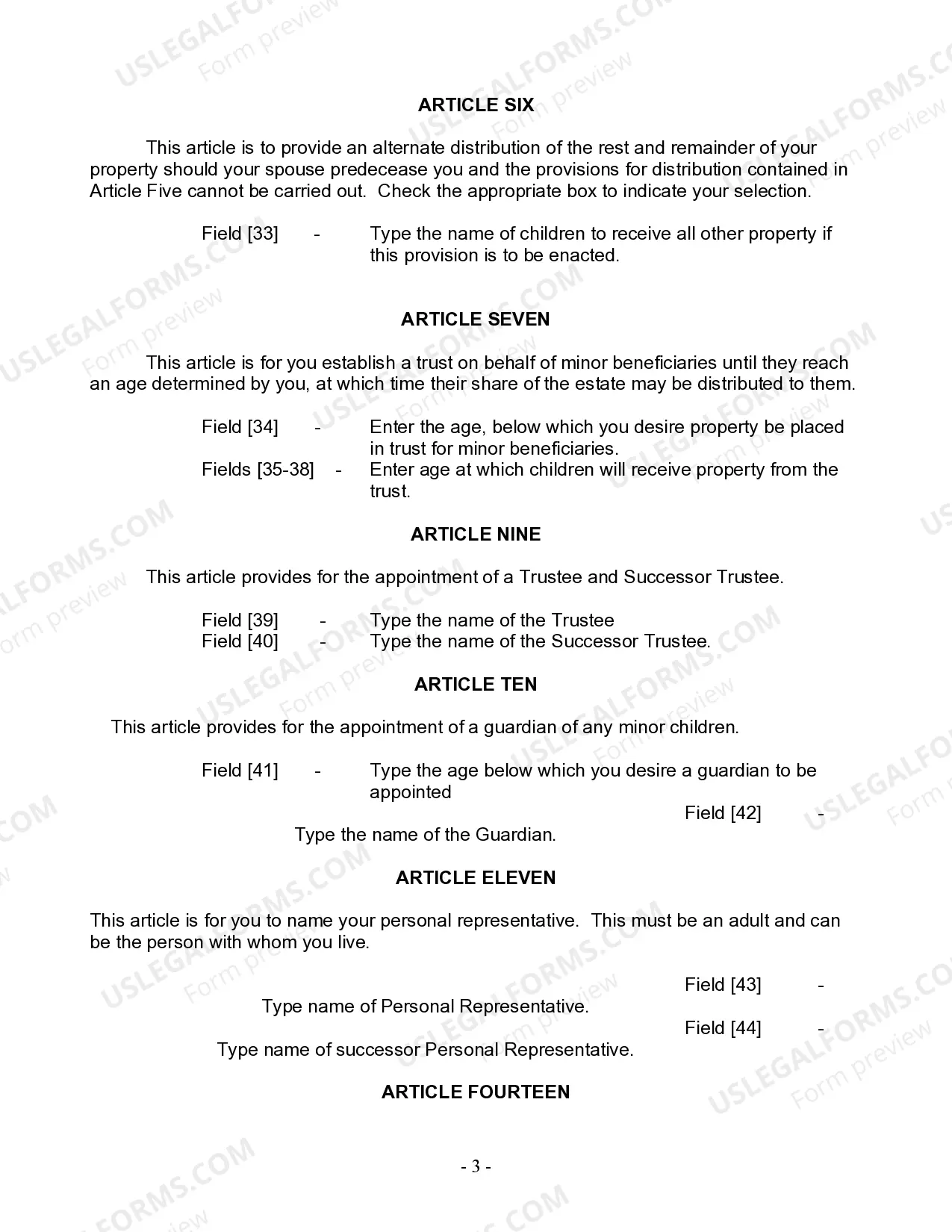 Preview Last Will and Testament for Married person with Minor Children from Prior Marriage