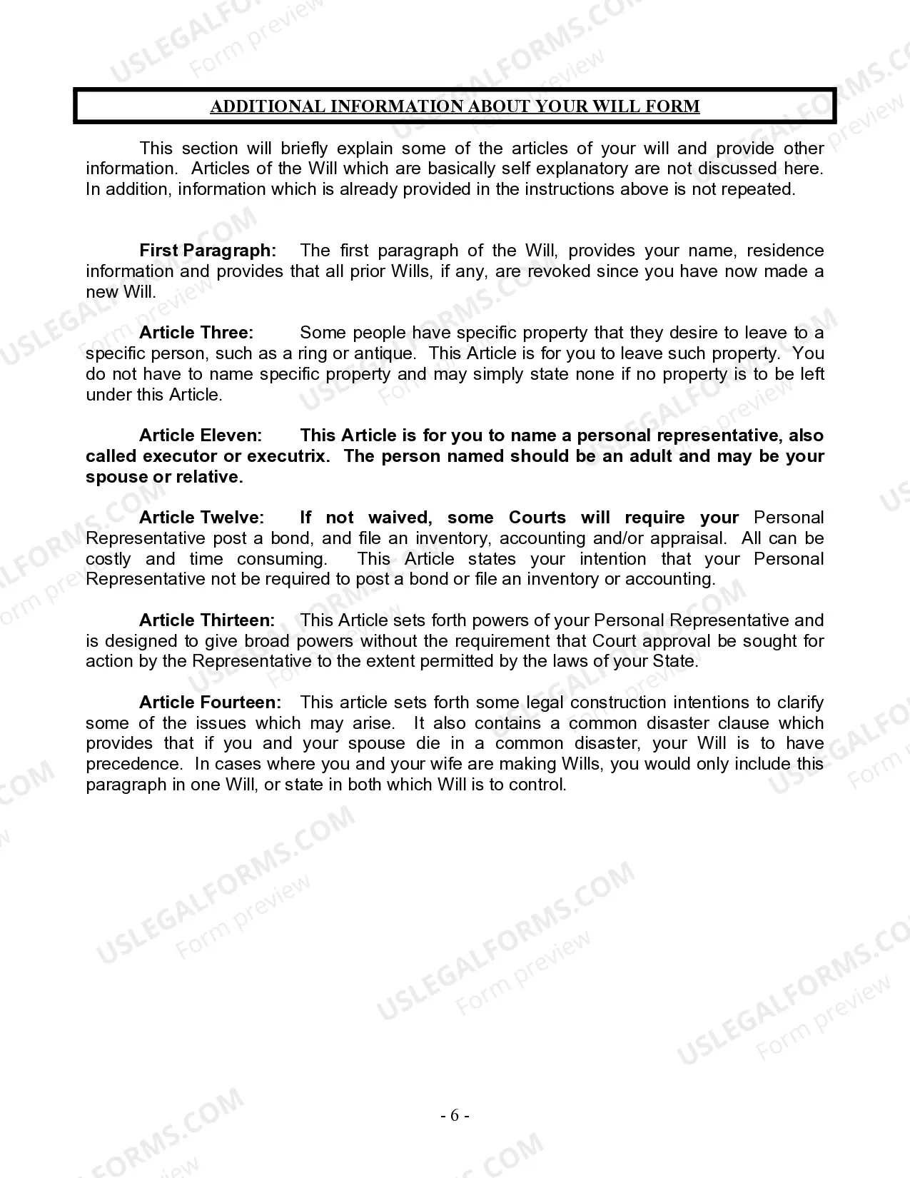 Preview Last Will and Testament for Married person with Minor Children from Prior Marriage