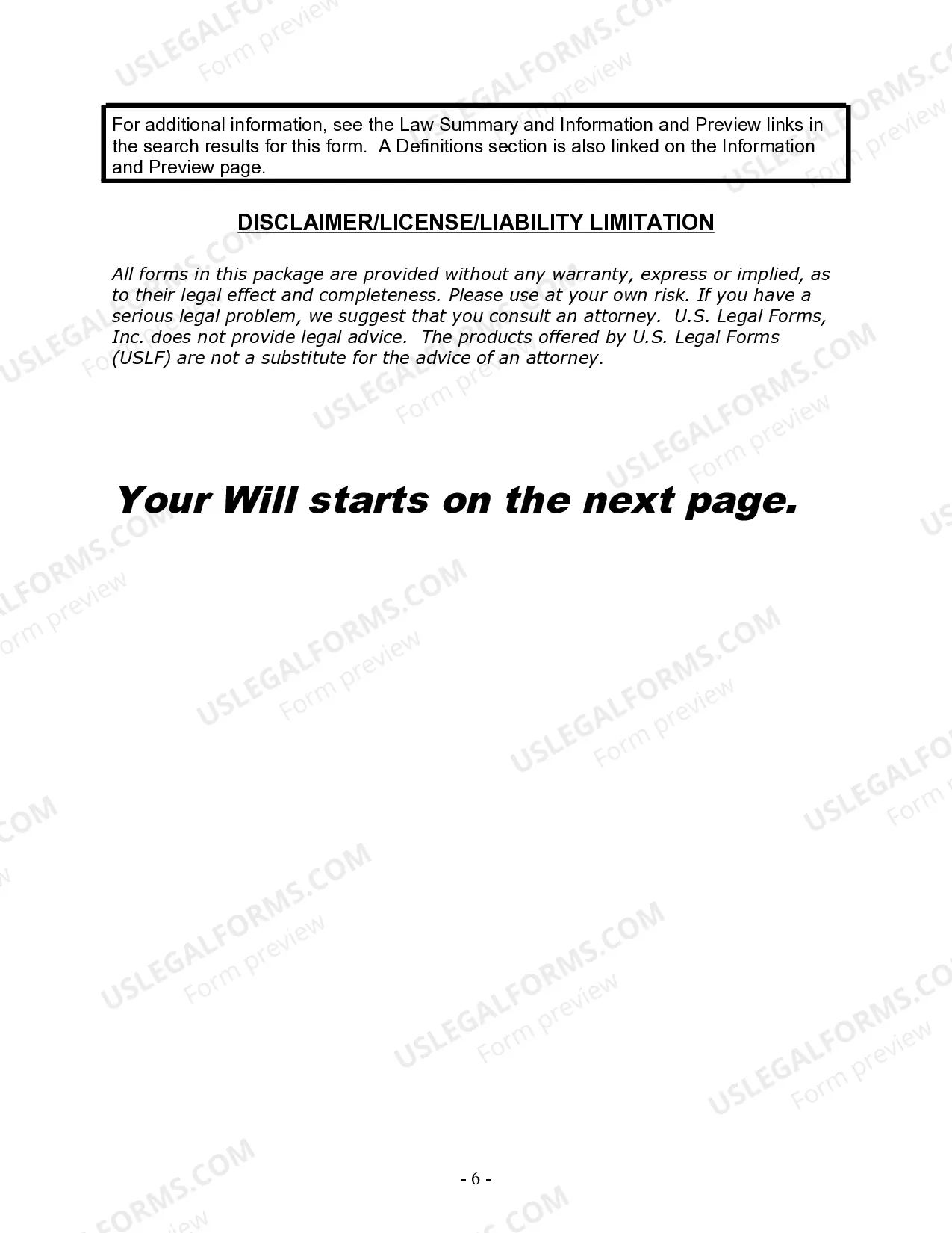 Preview Last Will and Testament for Divorced person not Remarried with Minor Children