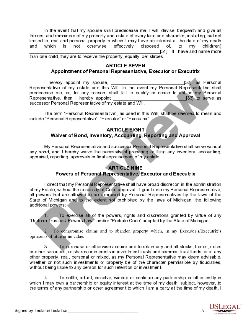 Preview Mutual Wills Package with Last Wills and Testaments for Married Couple with Adult Children